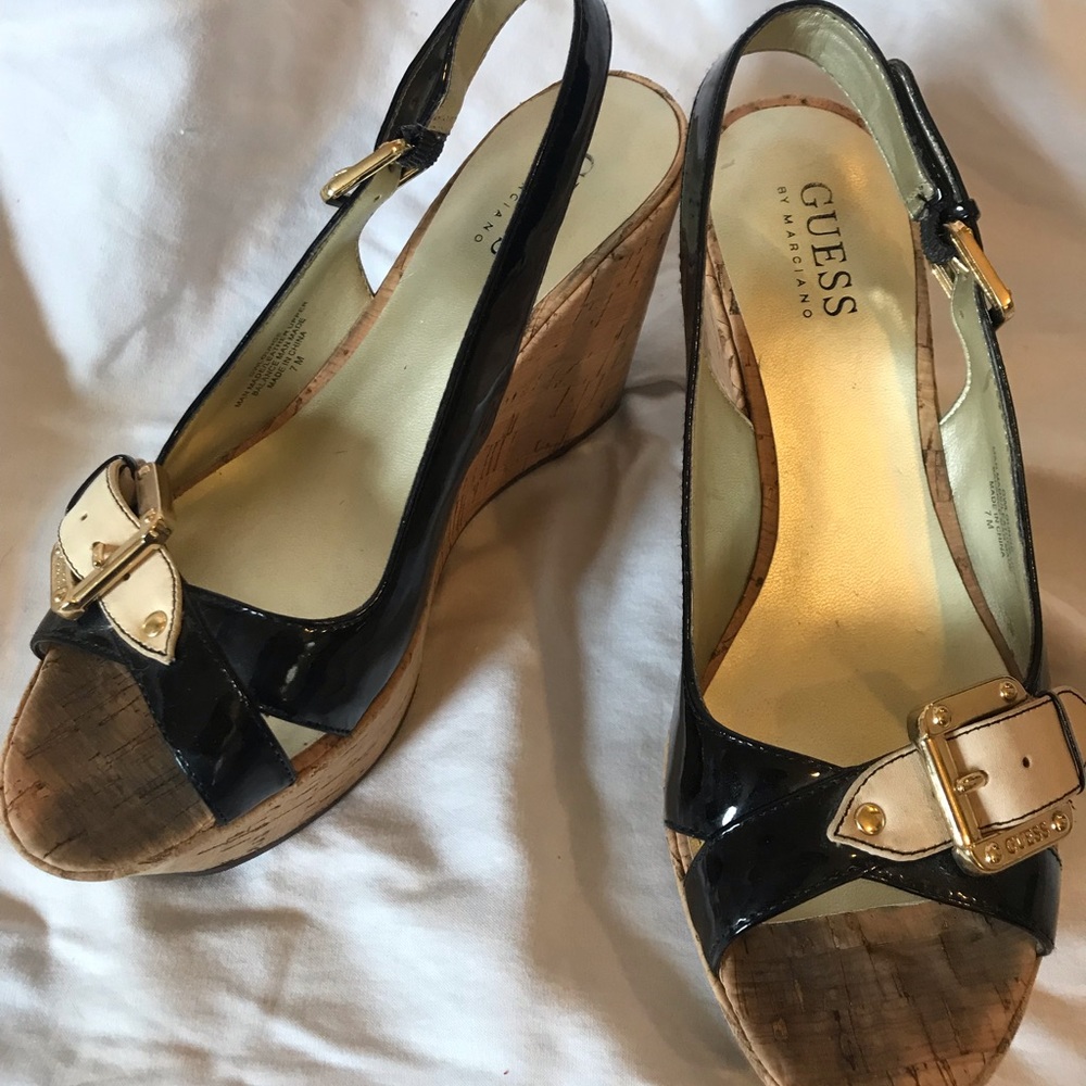 Guess Black & Tan Wedge